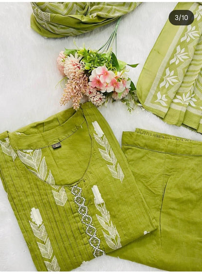 Cotton Anarkali Kurta Set with Pant & Malmal Dupatta – Tier Flair Design