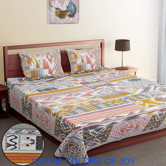 Cotton Autoloom Bedsheet 108x108 Inches with 2 Zipper Pillow Covers