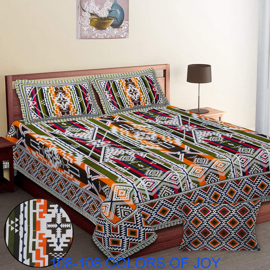 Cotton Autoloom Bedsheet 108x108 Inches with 2 Zipper Pillow Covers