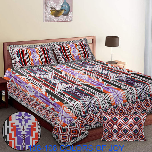 Cotton Autoloom Bedsheet 108x108 Inches with 2 Zipper Pillow Covers