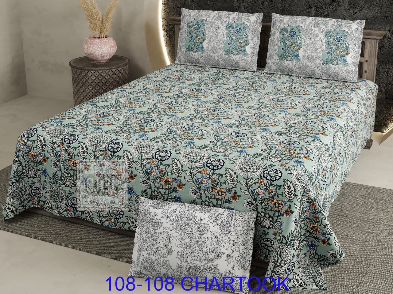 Cotton Autoloom Bedsheet Set 108x108 with 2 Flap Pillow Covers