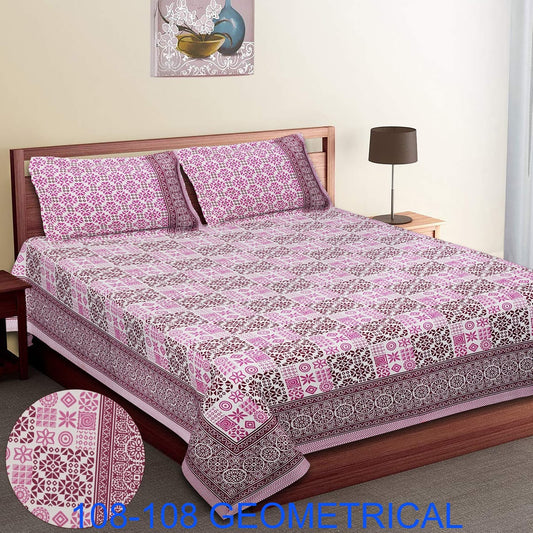 Cotton Autoloom King Size Bedsheet 108×108 with 2 Zipper Pillow Covers