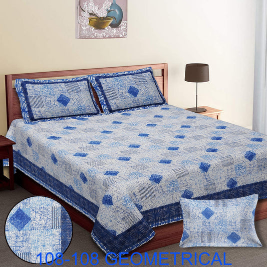 Cotton Autoloom King Size Bedsheet 108×108 with 2 Zipper Pillow Covers
