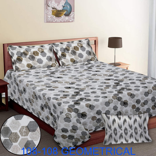 Cotton Autoloom King Size Bedsheet 108×108 with 2 Zipper Pillow Covers
