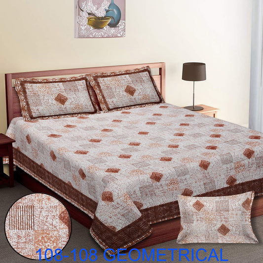 Cotton Autoloom King Size Bedsheet 108×108 with 2 Zipper Pillow Covers