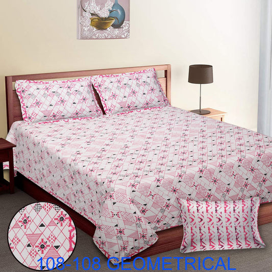 Cotton Autoloom King Size Bedsheet 108×108 with 2 Zipper Pillow Covers