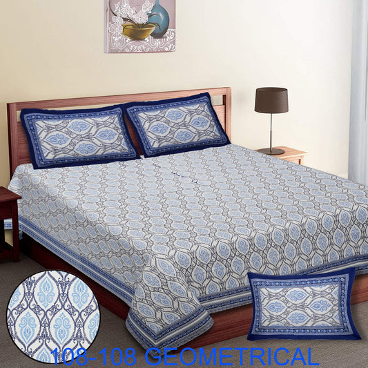 Cotton Autoloom King Size Bedsheet 108×108 with 2 Zipper Pillow Covers