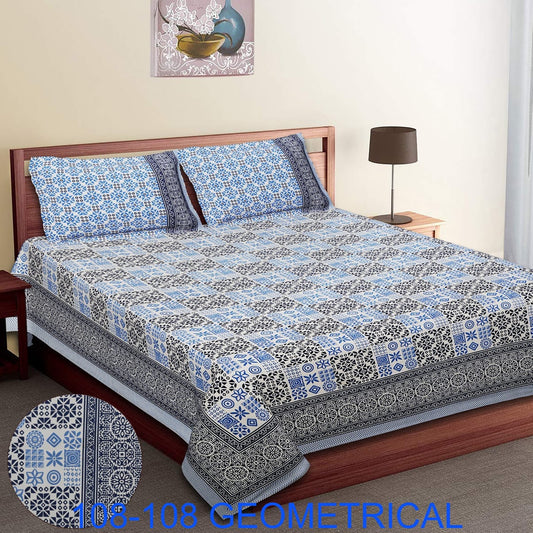 Cotton Autoloom King Size Bedsheet 108×108 with 2 Zipper Pillow Covers