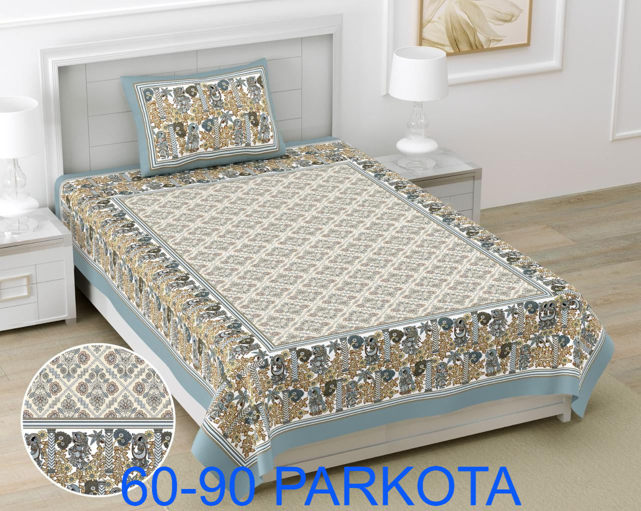 Cotton Autoloom Single Bedsheet with Pillow Cover (60x90)