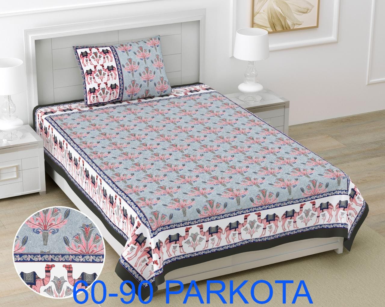 Cotton Autoloom Single Bedsheet with Pillow Cover (60x90)
