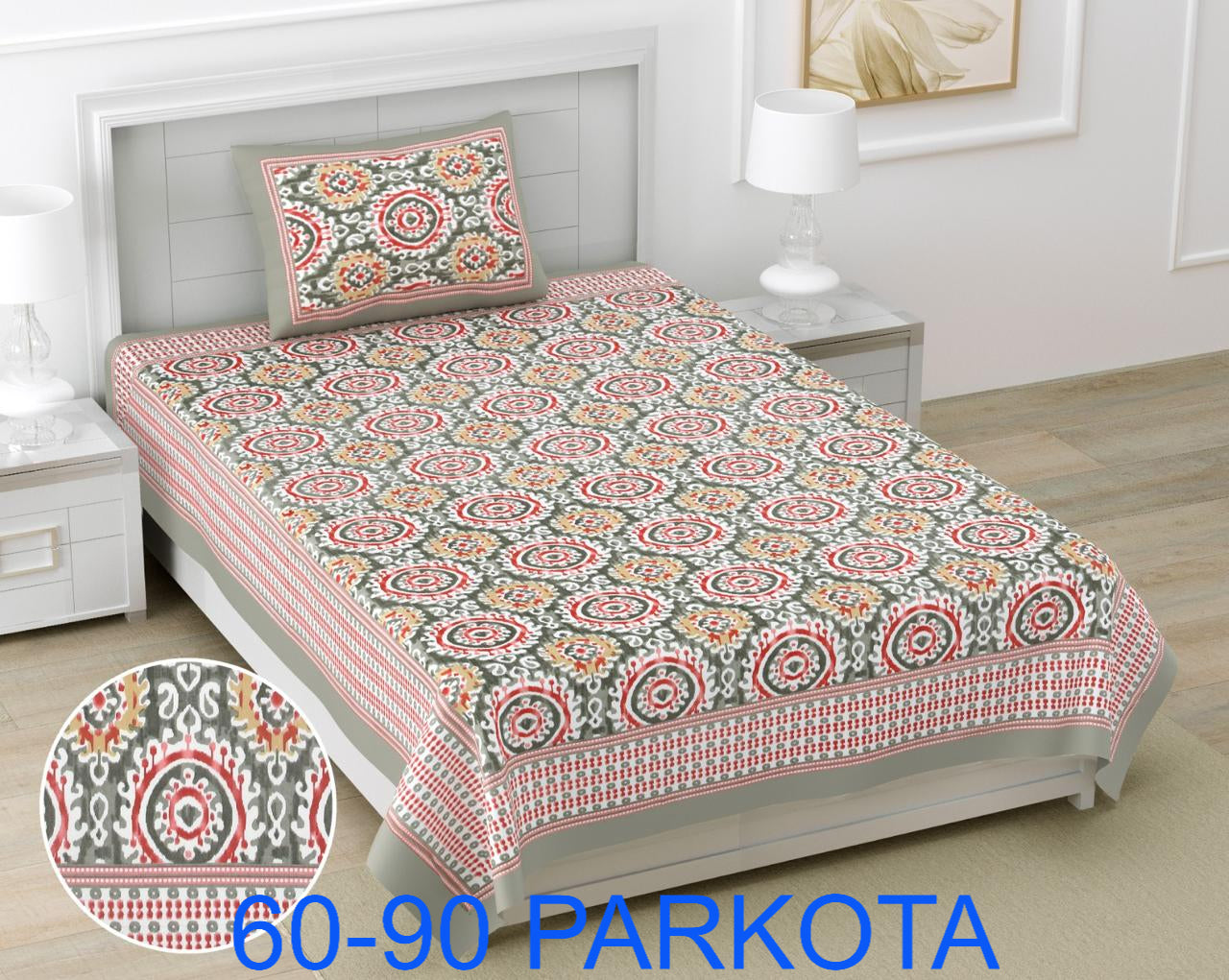 Cotton Autoloom Single Bedsheet with Pillow Cover (60x90)