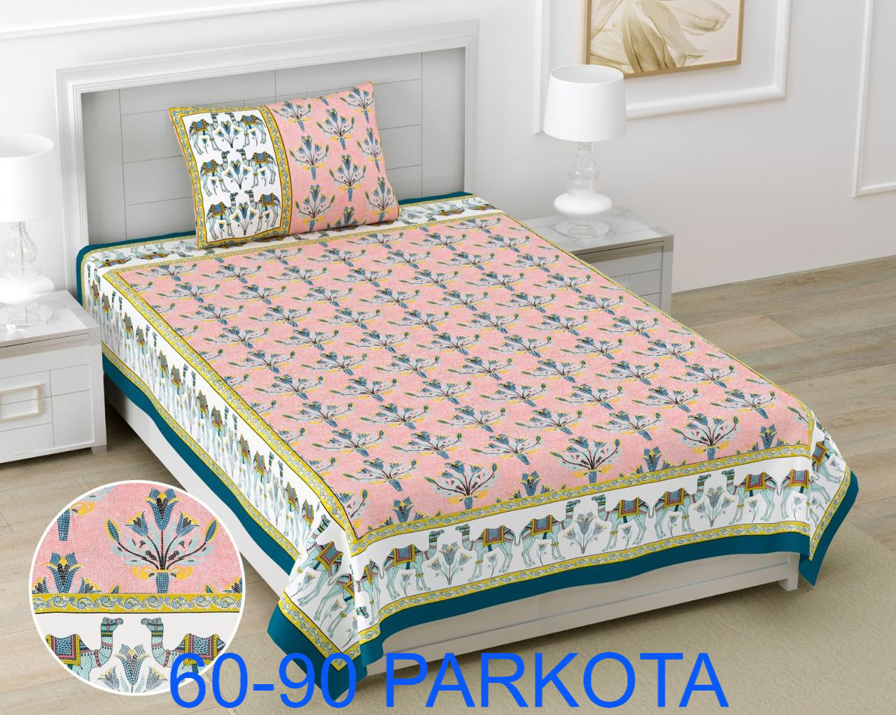 Cotton Autoloom Single Bedsheet with Pillow Cover (60x90)