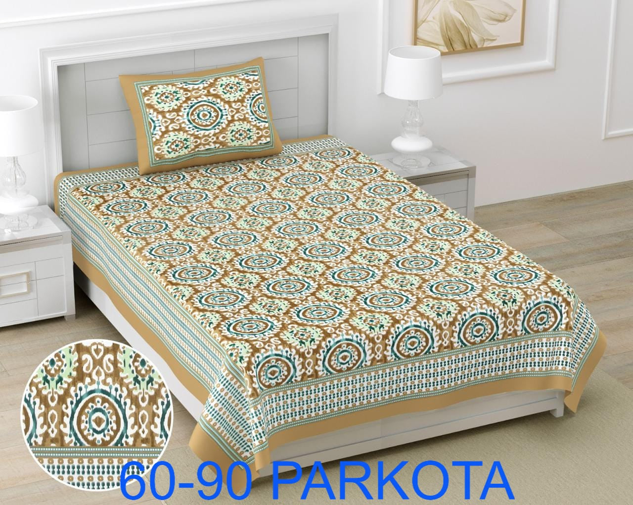 Cotton Autoloom Single Bedsheet with Pillow Cover (60x90)