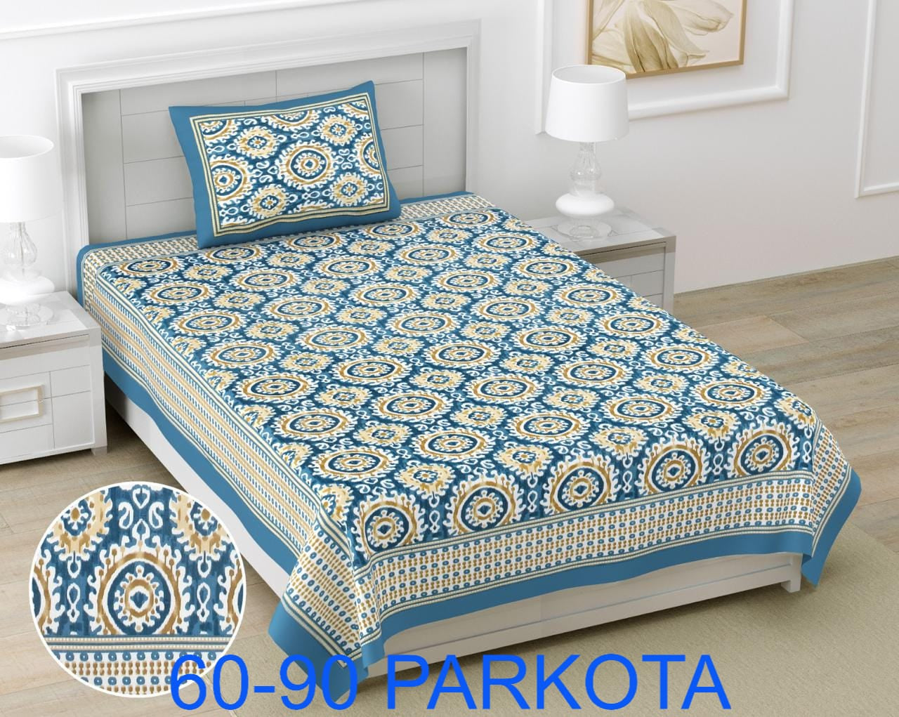 Cotton Autoloom Single Bedsheet with Pillow Cover (60x90)