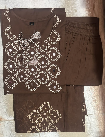 Cotton Bandhej Print Straight Kurta Set with Leheriya Pant & Malmal Dupatta