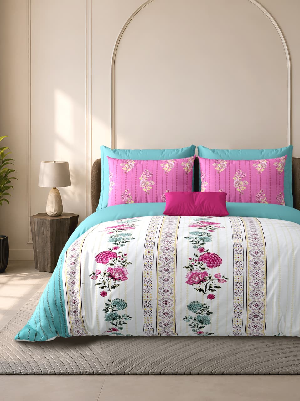 Cotton Bedsheet 100×108 Inches with 2 Pillow Covers
