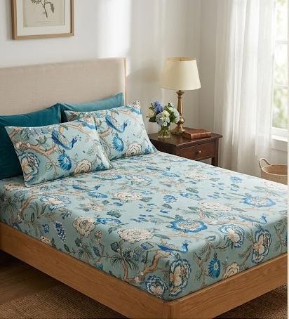 Cotton Bedsheet 100x108 Inches with 2 Pillow Covers