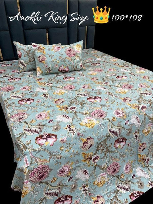 Cotton Bedsheet 100x108 Inches with 2 Pillow Covers