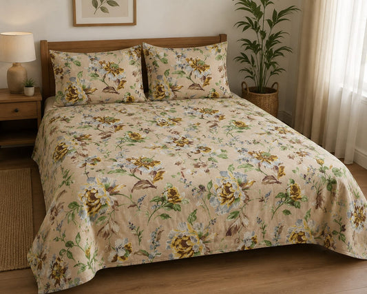Cotton Bedsheet 100x108 Inches with 2 Pillow Covers