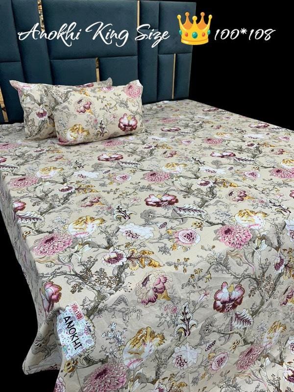 Cotton Bedsheet 100x108 Inches with 2 Pillow Covers