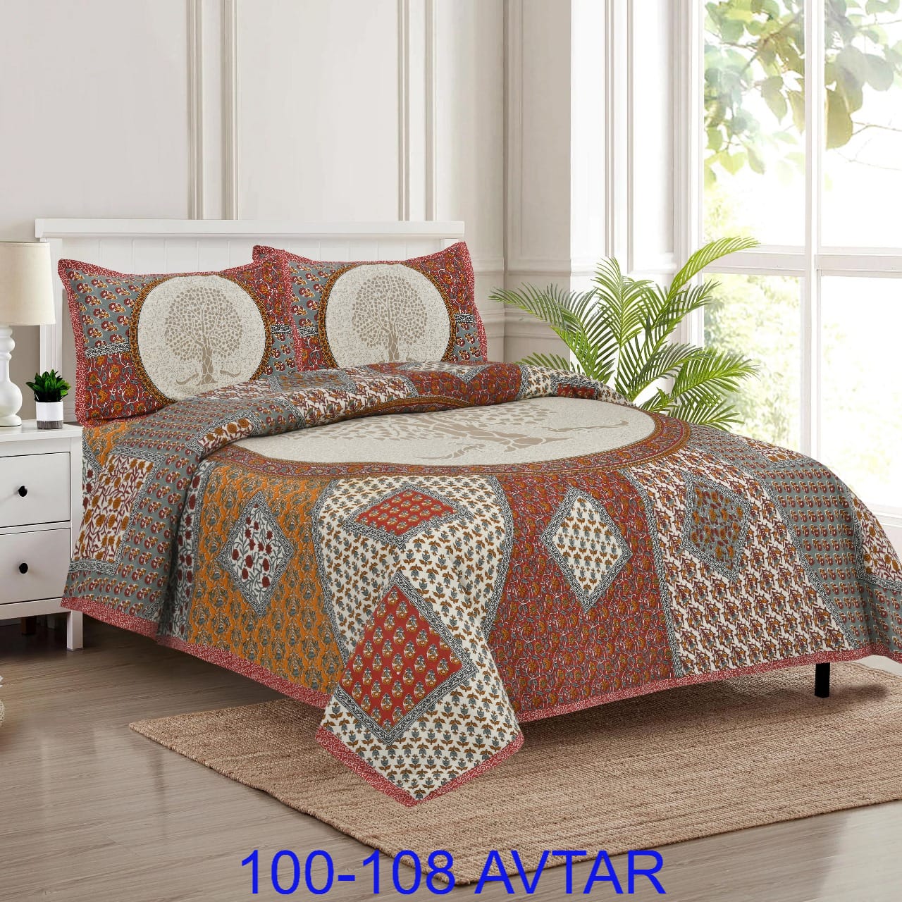 Cotton Bedsheet 100x108 with 2 Pillow Covers