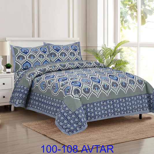 Cotton Bedsheet 100x108 with 2 Pillow Covers