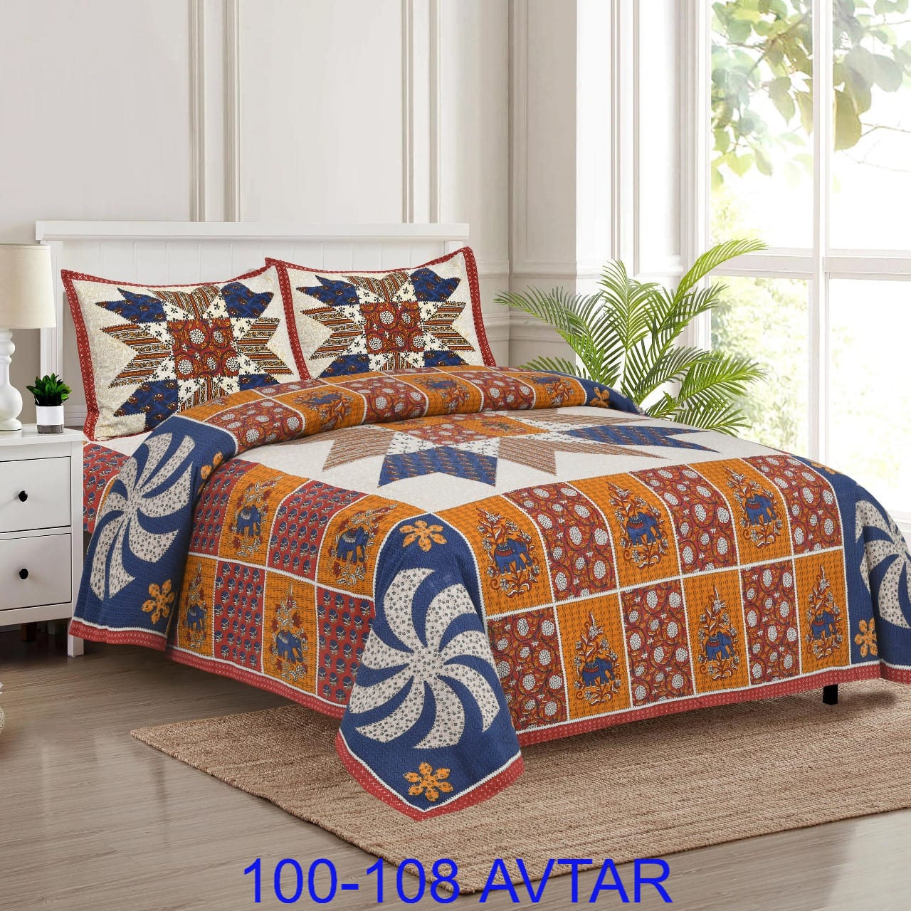 Cotton Bedsheet 100x108 with 2 Pillow Covers