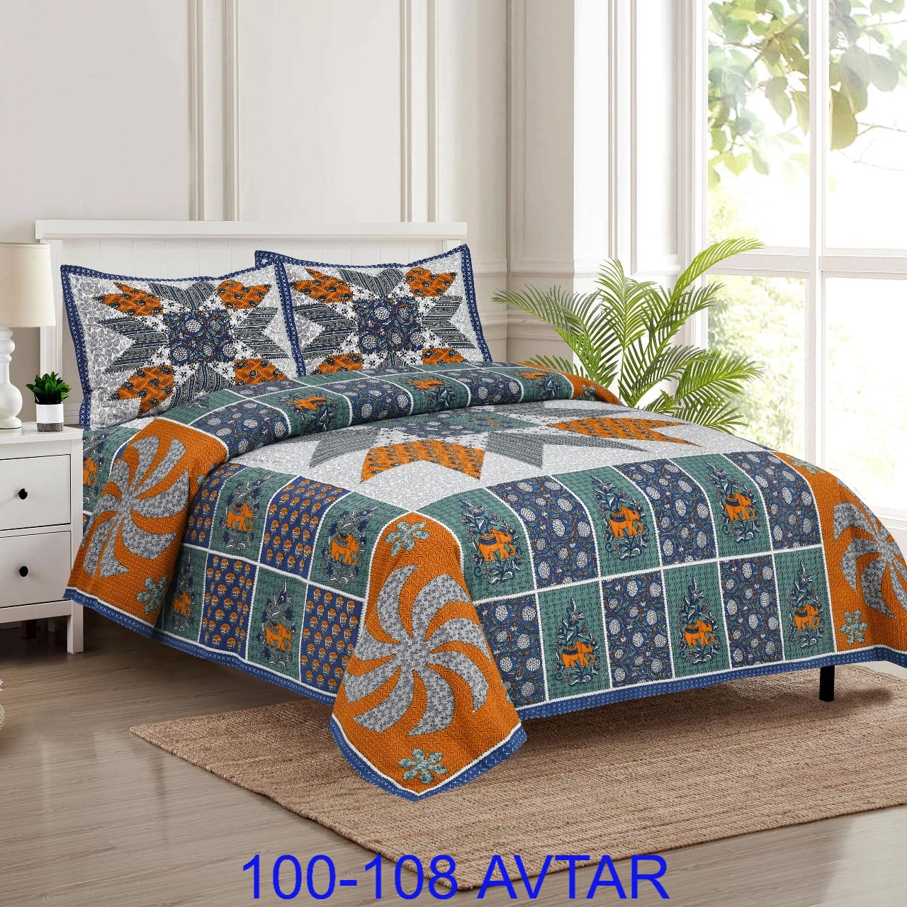 Cotton Bedsheet 100x108 with 2 Pillow Covers