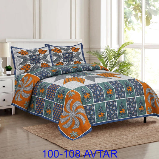 Cotton Bedsheet 100x108 with 2 Pillow Covers