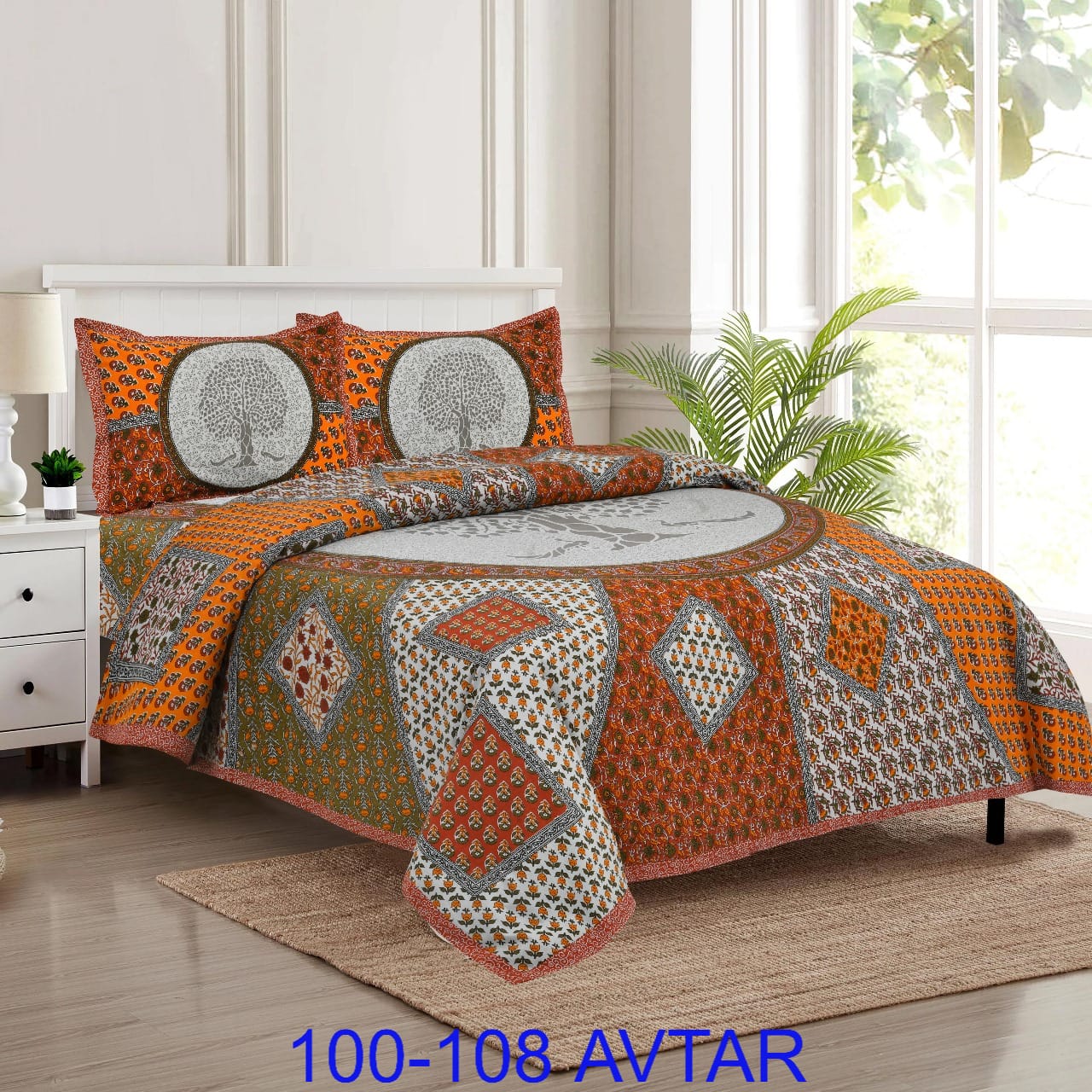 Cotton Bedsheet 100x108 with 2 Pillow Covers