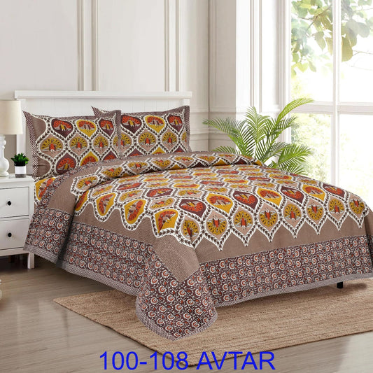 Cotton Bedsheet 100x108 with 2 Pillow Covers
