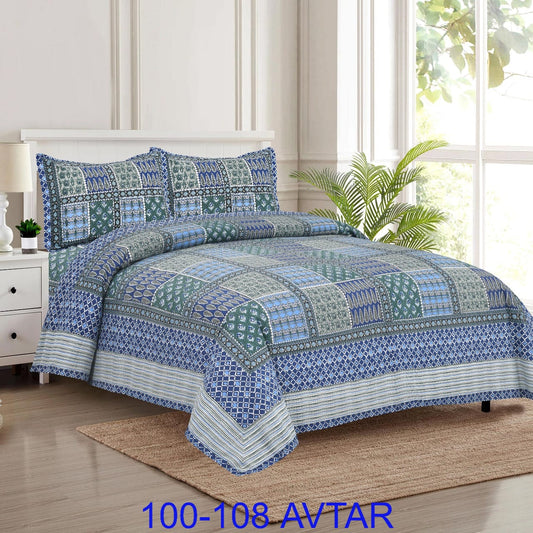 Cotton Bedsheet 100x108 with 2 Pillow Covers