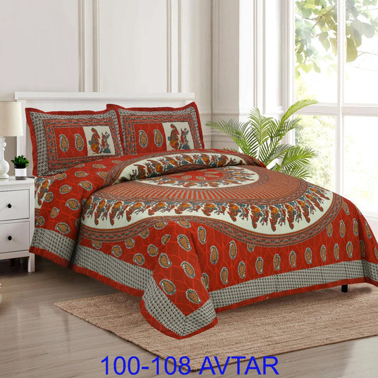 Cotton Bedsheet 100x108 with 2 Pillow Covers