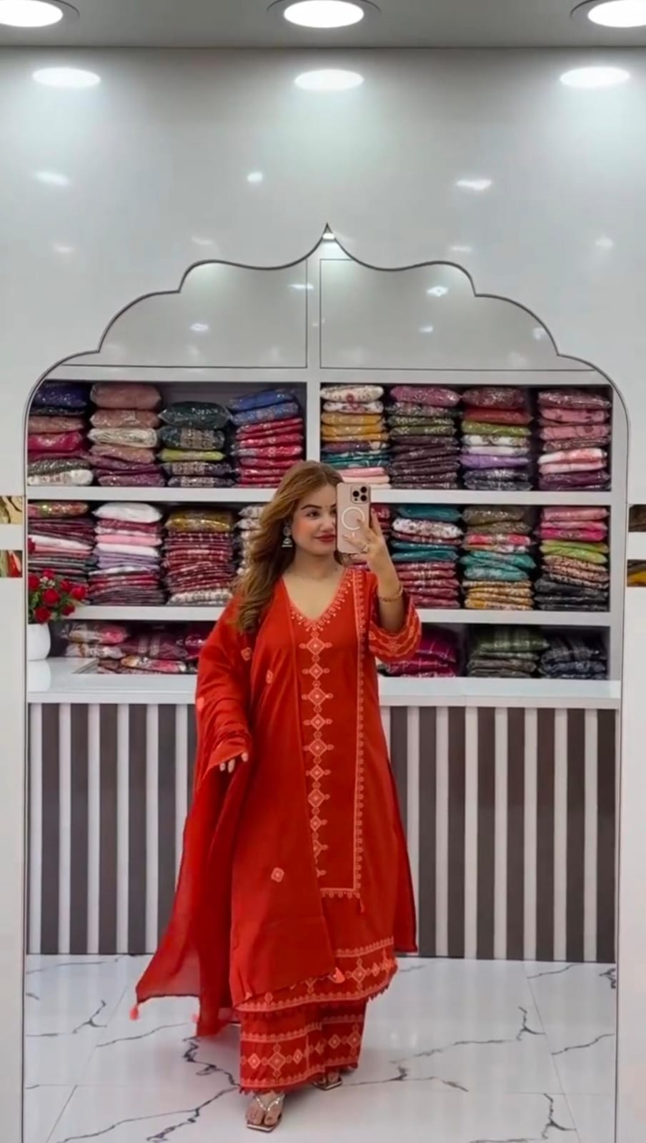 Cotton Chikankari Embroidered Kurti Pant Dupatta Suit Set