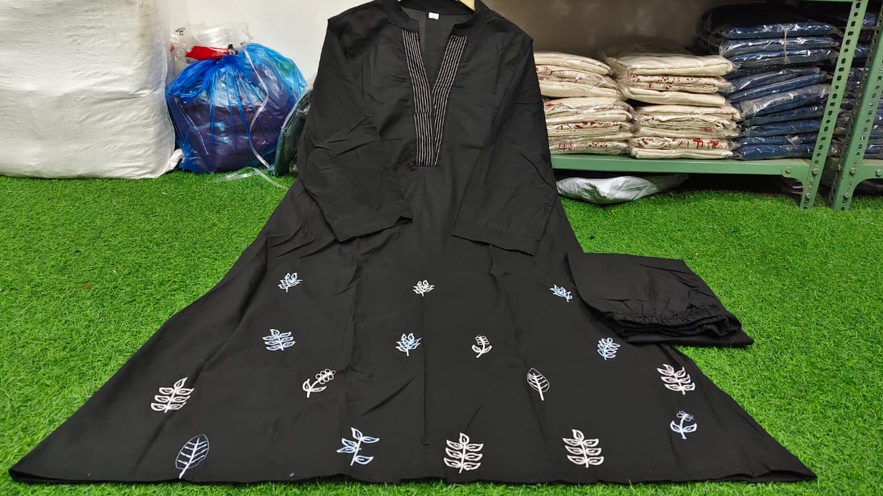 Cotton Collared Embroidered Kurta Pant Cord Set