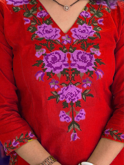 Cotton Coordinate Set with Cross Stitch Embroidery & Pockets