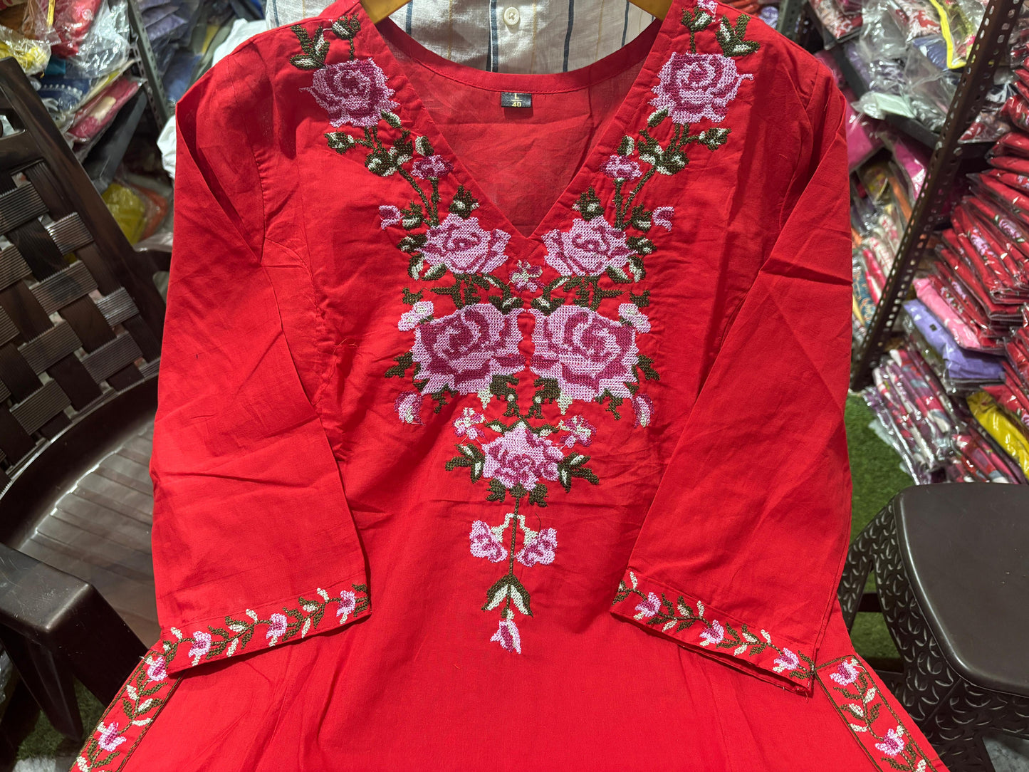 Cotton Coordinate Set with Cross Stitch Embroidery & Pockets