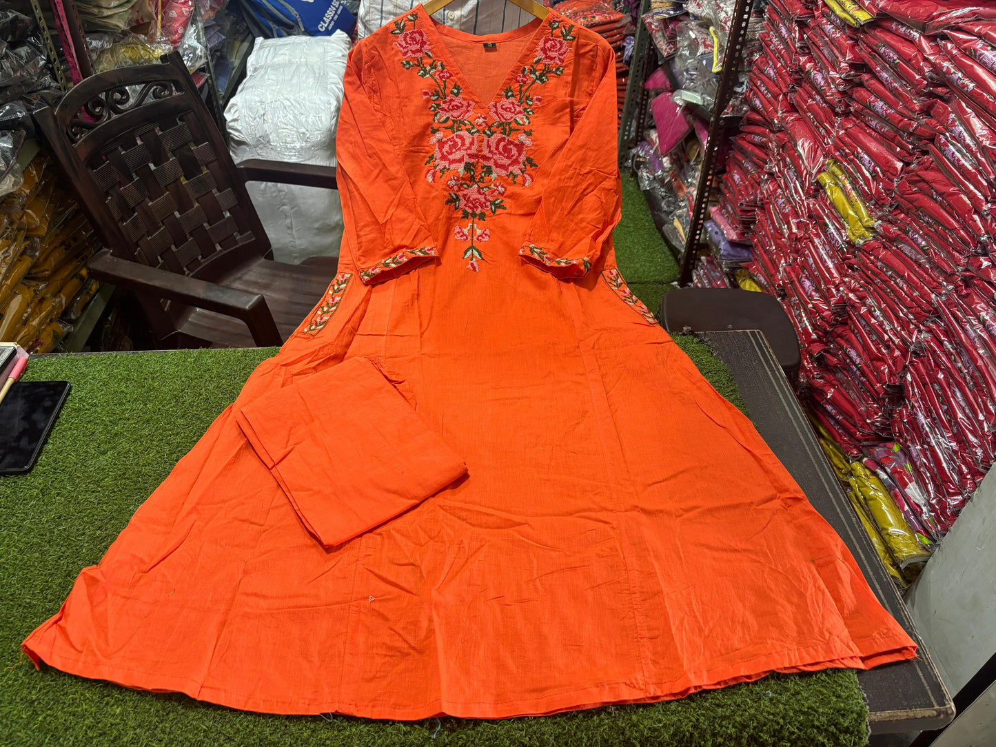 Cotton Coordinate Set with Cross Stitch Embroidery & Pockets