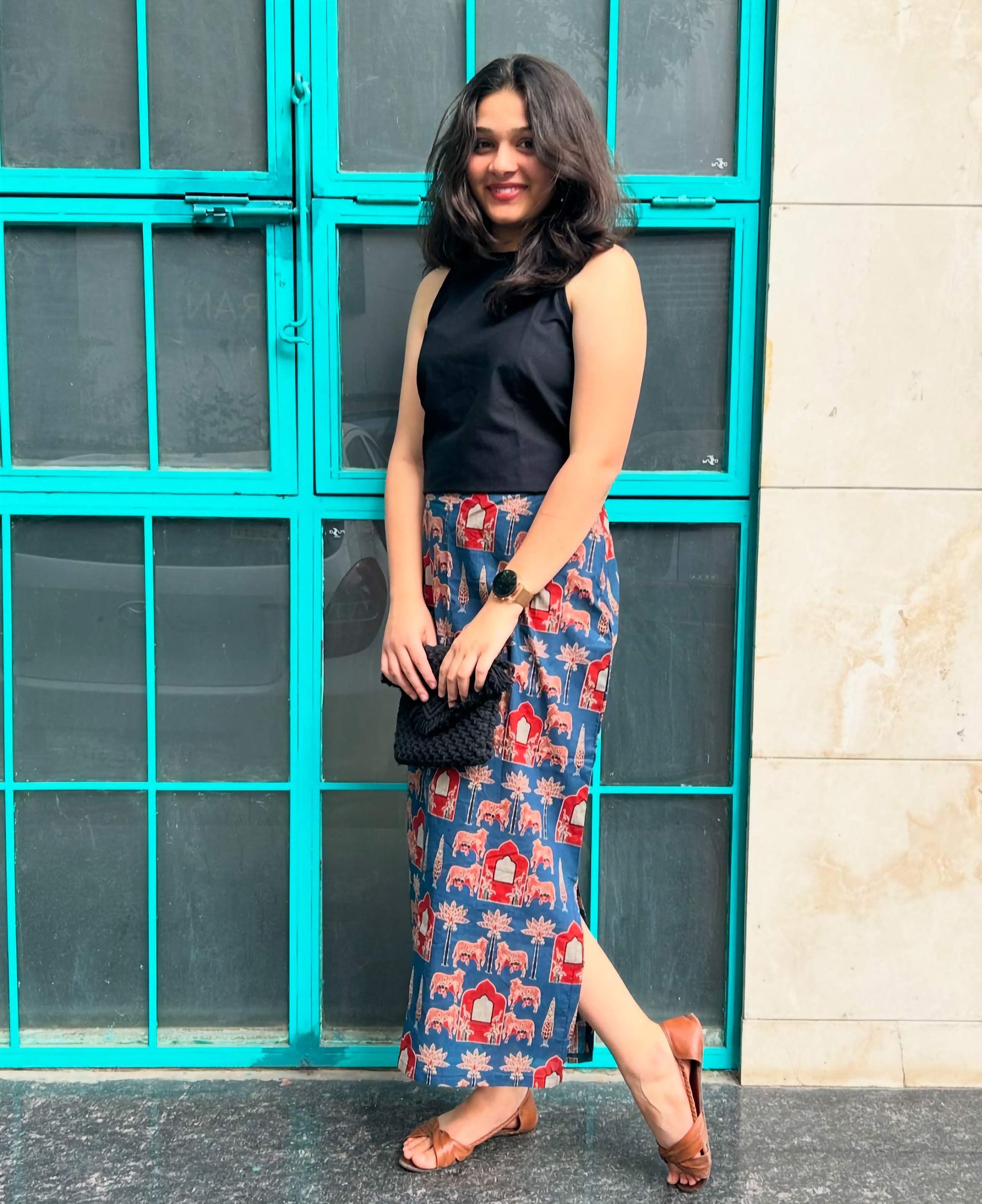 Cotton Crop Top and Pencil Maxi Skirt Set M/38