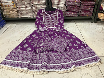 Cotton Discharge Print Suit Set with Pant & Dupatta