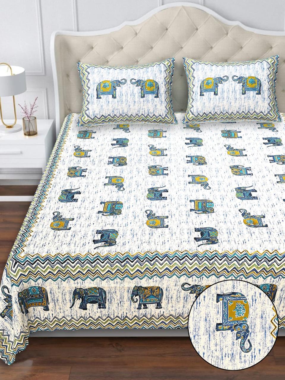 Cotton Double Bedsheet with 2 Pillow Covers – 90×108 Inches