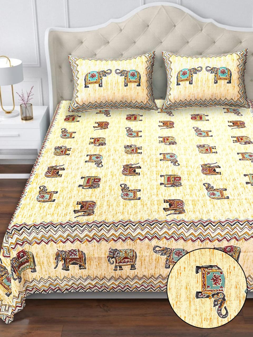 Cotton Double Bedsheet with 2 Pillow Covers – 90×108 Inches