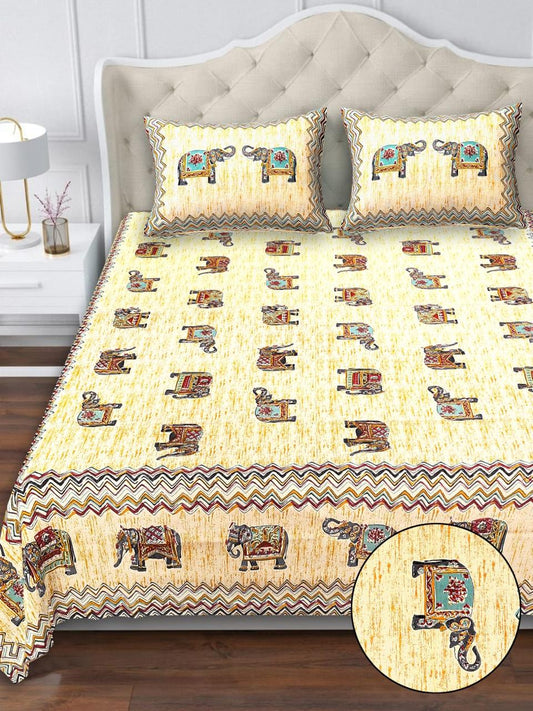 Cotton Double Bedsheet with 2 Pillow Covers – 90×108 Inches