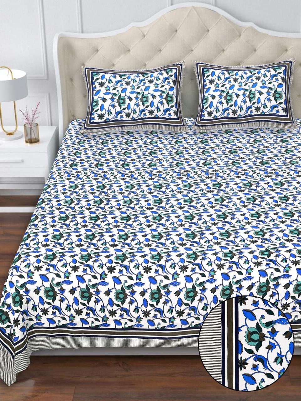 Cotton Double Bedsheet with 2 Pillow Covers – 90×108 Inches