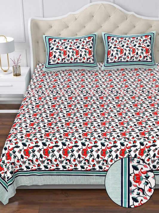 Cotton Double Bedsheet with 2 Pillow Covers – 90×108 Inches