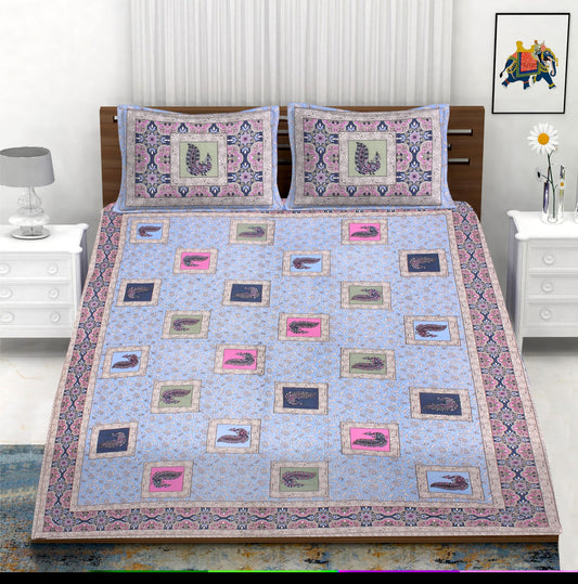 Cotton Double Bedsheet with 2 Pillow Covers – 90×108 Inches