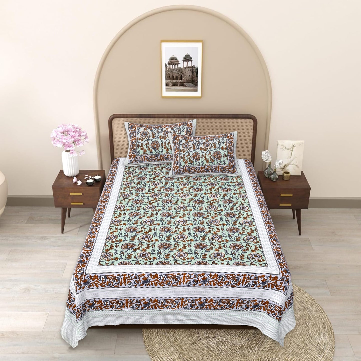 Cotton Double Bedsheet with 2 Pillow Covers – 90×108 Inches
