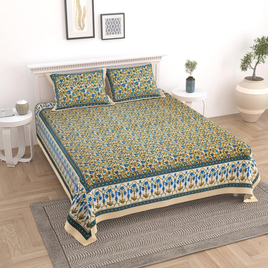 Cotton Double Bedsheet with 2 Pillow Covers – 90×108 Inches
