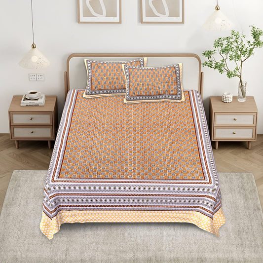 Cotton Double Bedsheet with 2 Pillow Covers – 90×108 Inches