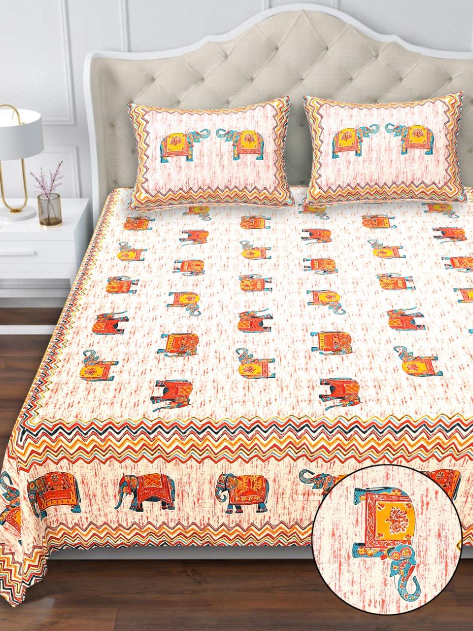 Cotton Double Bedsheet with 2 Pillow Covers – 90×108 Inches